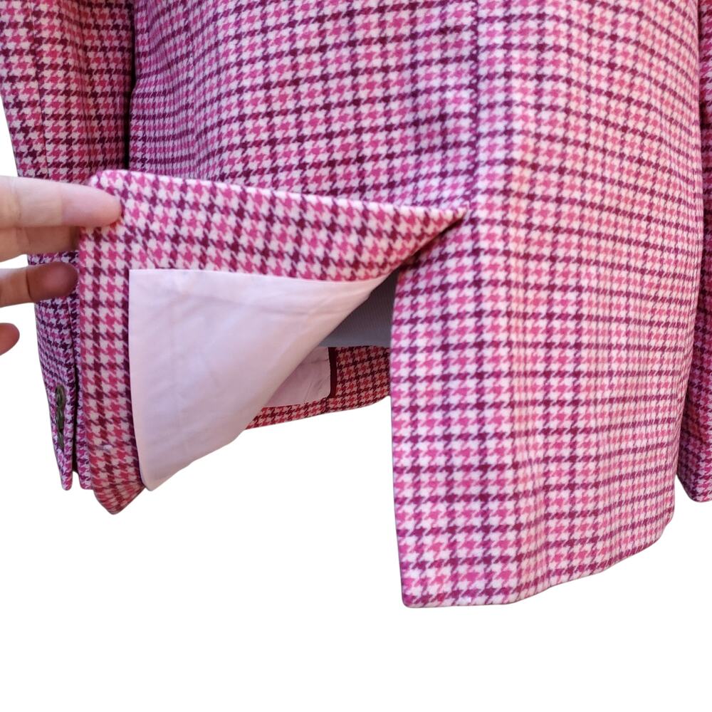 J. Crew Berry Pink Houndstooth Blazer Jacket Ivy Preppy Academia Wool Blend 12 - Picture 12 of 16